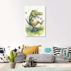 Cute Footballer Crocodile Peter Roder Galleritryk 20 X 30 Cm Billedramme -POSTERLOUNGE Salg 754751 gallery print room pictures for kids l