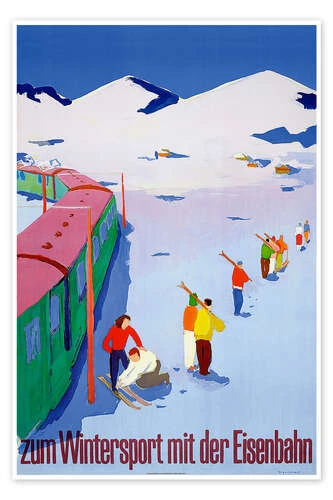 Reaching The Winter Sports By Train Vintage Ski Collection Plakat 20 X 30 Cm Billedramme 3 Reaching The Winter Sports By Train Vintage Ski Collection Plakat 20 X 30 Cm Billedramme