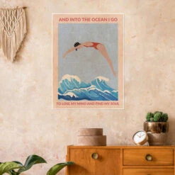 Into The Ocean I Go WallChart Plakat 30 X 40 Cm Billedramme -POSTERLOUNGE Salg 755049 poster room illustrations l