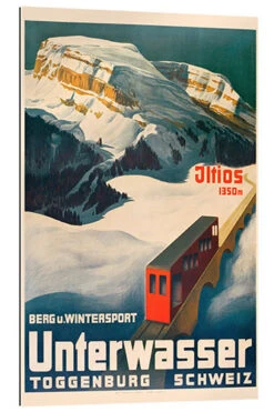 Bergbahn Unterwasser-Iltios, Schweiz, 1934 Vintage Ski Collection Galleritryk 20 X 30 Cm Billedramme
