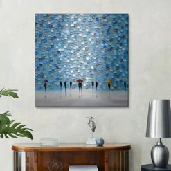 Under The Same Umbrella Ekaterina Ermilkina Lærredsbillede 30 X 30 Cm Billedramme -POSTERLOUNGE Salg 758445 canvas room blue l