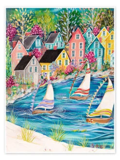 Coastal Village Estelle Grengs Plakat 30 X 40 Cm Billedramme