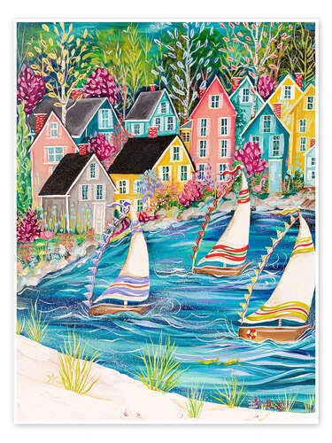 Coastal Village Estelle Grengs Plakat 30 X 40 Cm Billedramme 3 Coastal Village Estelle Grengs Plakat 30 X 40 Cm Billedramme