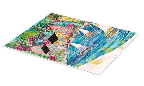 Coastal Village Estelle Grengs Plakat 30 X 40 Cm Billedramme 4 Coastal Village Estelle Grengs Plakat 30 X 40 Cm Billedramme - Billede 2