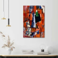 A Woman At The Piano, Kazimir Malevich Lærredsbillede 20 X 30 Cm Billedramme -POSTERLOUNGE Salg 761070 canvas room red l