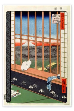 A Cat Sitting On The Window Seat Utagawa Hiroshige Plakat 20 X 30 Cm Billedramme