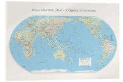 Equal Area World Map, Countries Of The World, Pacific Centred Akrylbillede 30 X 20 Cm Billedramme