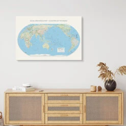 Equal Area World Map, Countries Of The World, Pacific Centred Akrylbillede 30 X 20 Cm Billedramme -POSTERLOUNGE Salg 763943 acrylic glass room typography l